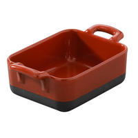 AUFLAUFFORM 33 cl RECHTECKIG Piment-rot - Rot, Keramik (12/10/4.5cm) - Revol Porcelaine France