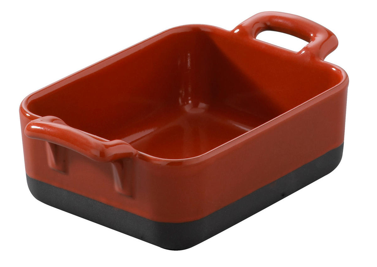 AUFLAUFFORM 33 cl RECHTECKIG Piment-rot - Rot, Keramik (12/10/4.5cm) - Revol Porcelaine France