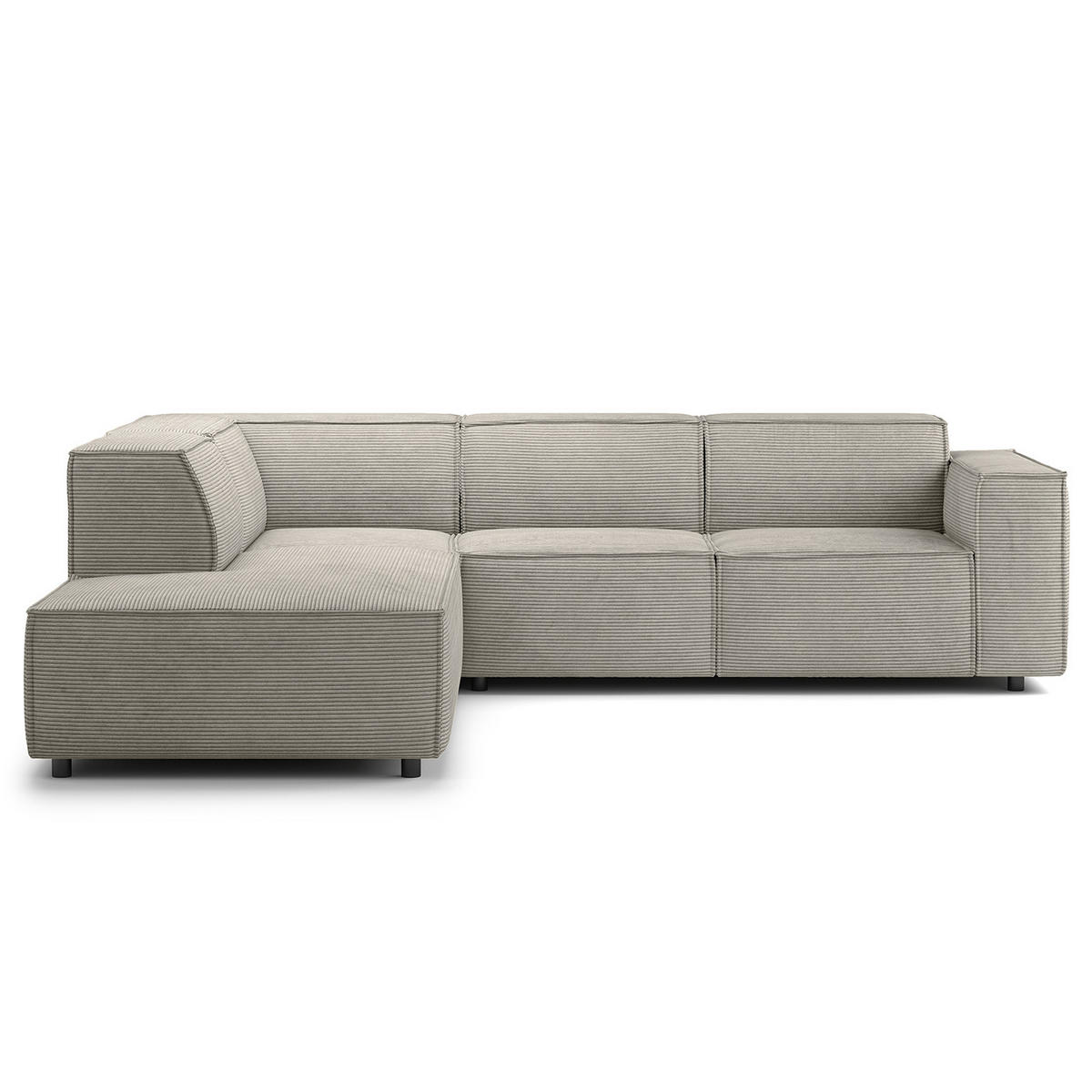 ECKSOFA mit Ottomane - Graubraun/Schwarz, Kunststoff/Textil (260/234cm) - home24