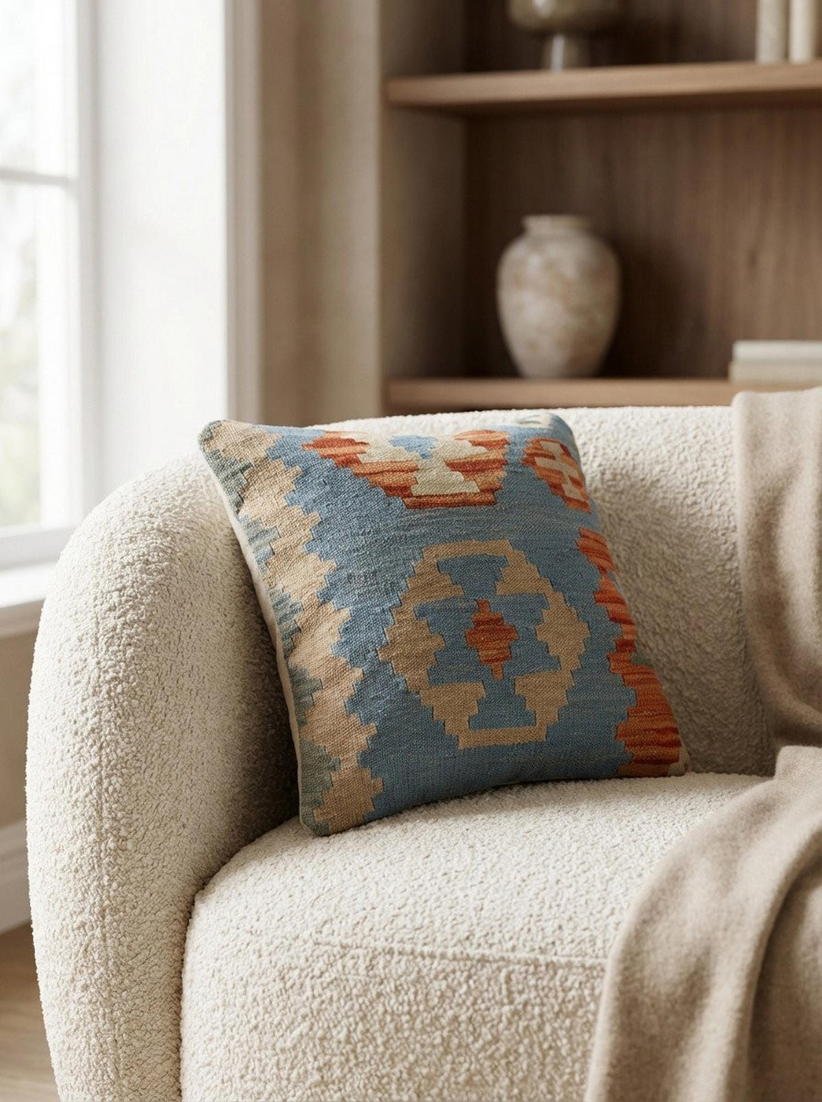 KELIM-KISSEN Mehrfarbig 50/50 cm Schurwolle - Multicolor, Textil (50/50cm) - Looma