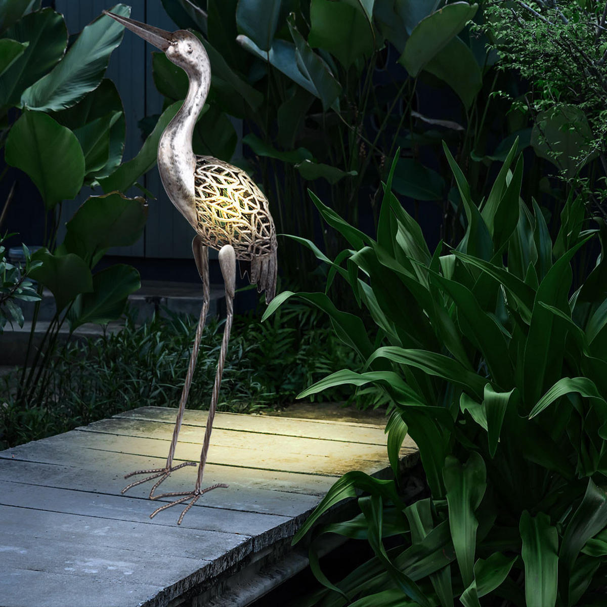 LED AUSSENLEUCHTE Kranich Grau - Grau, Metall (29/15/77cm) - Globo Lighting