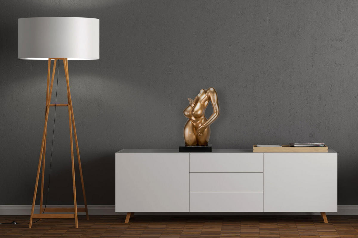 SKULPTUR Gold 34/60 cm - Goldfarben, Stein (6.5/60/24cm) - KUNSTLOFT