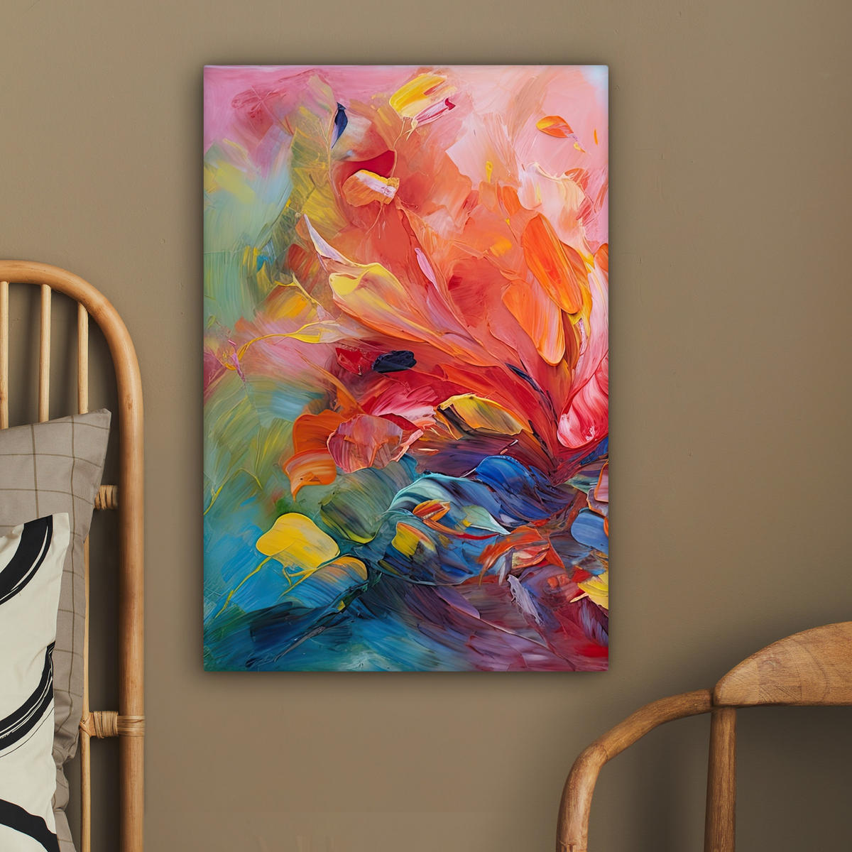 LEINWANDBILD Ölgemälde - Kunst - Abstrakt - Farbenfroh 40x60 cm - Altrosa, Textil (40/60cm) - MuchoWow