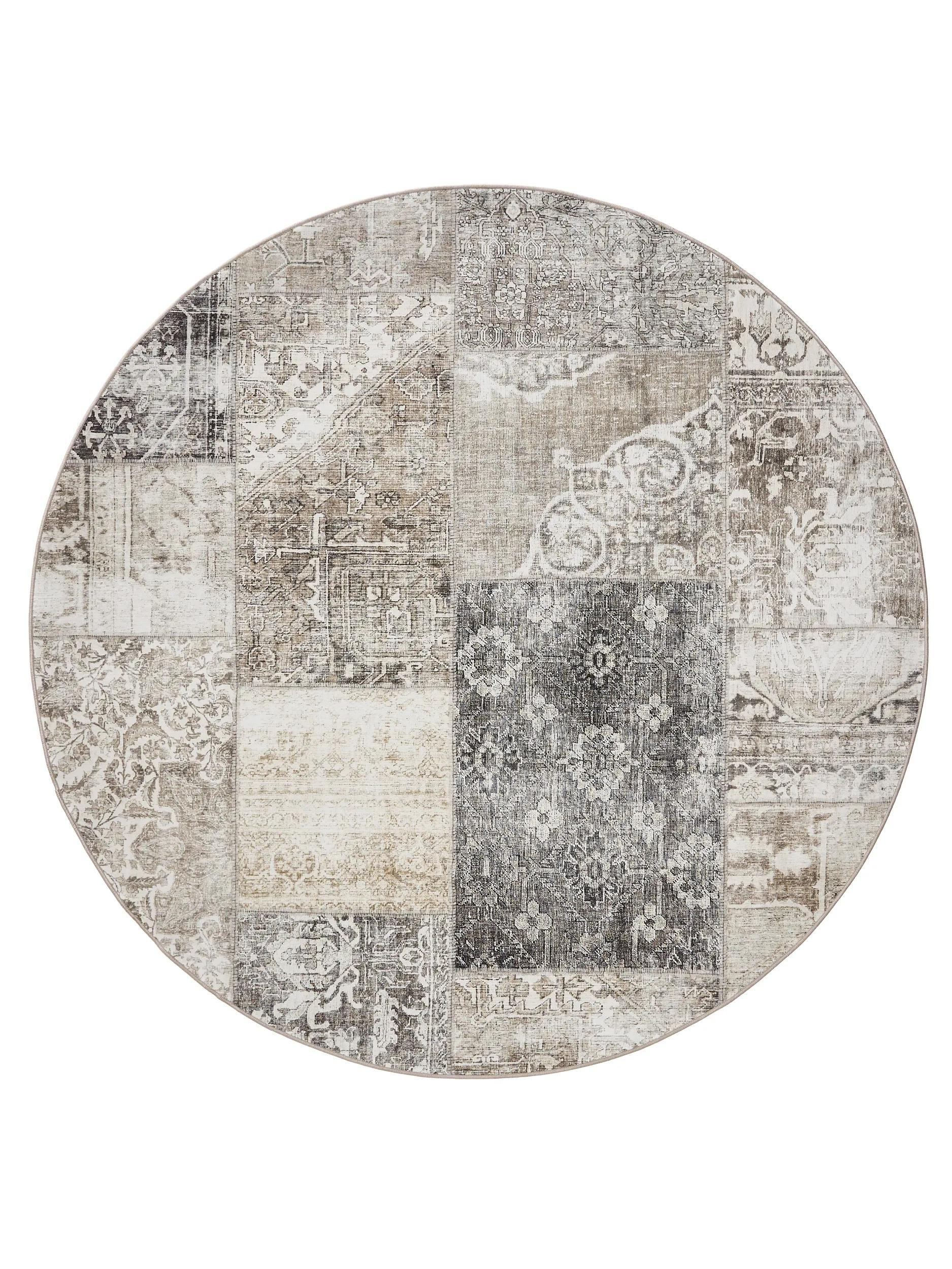 VINTAGE-TEPPICH George waschbar ø 160 cm rund - Grau, Kunststoff (160/160cm) - benuta