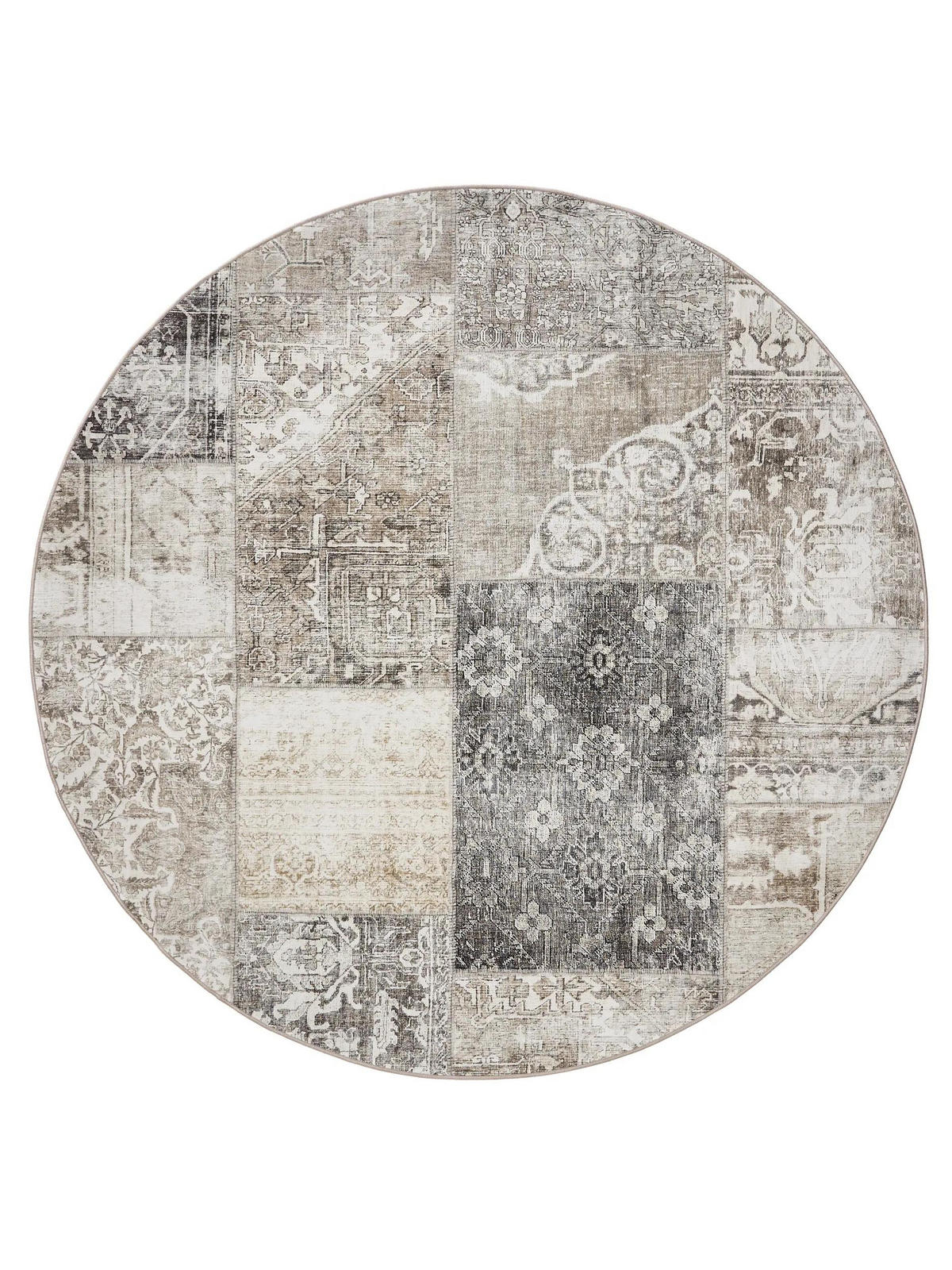 VINTAGE-TEPPICH George waschbar ø 160 cm rund - Grau, Kunststoff (160/160cm) - benuta