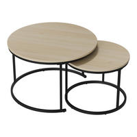COUCHTISCH-SET 2-teilig rund mit Metallgestell, Eiche - Eichefarben, Metall (70/70/45cm)