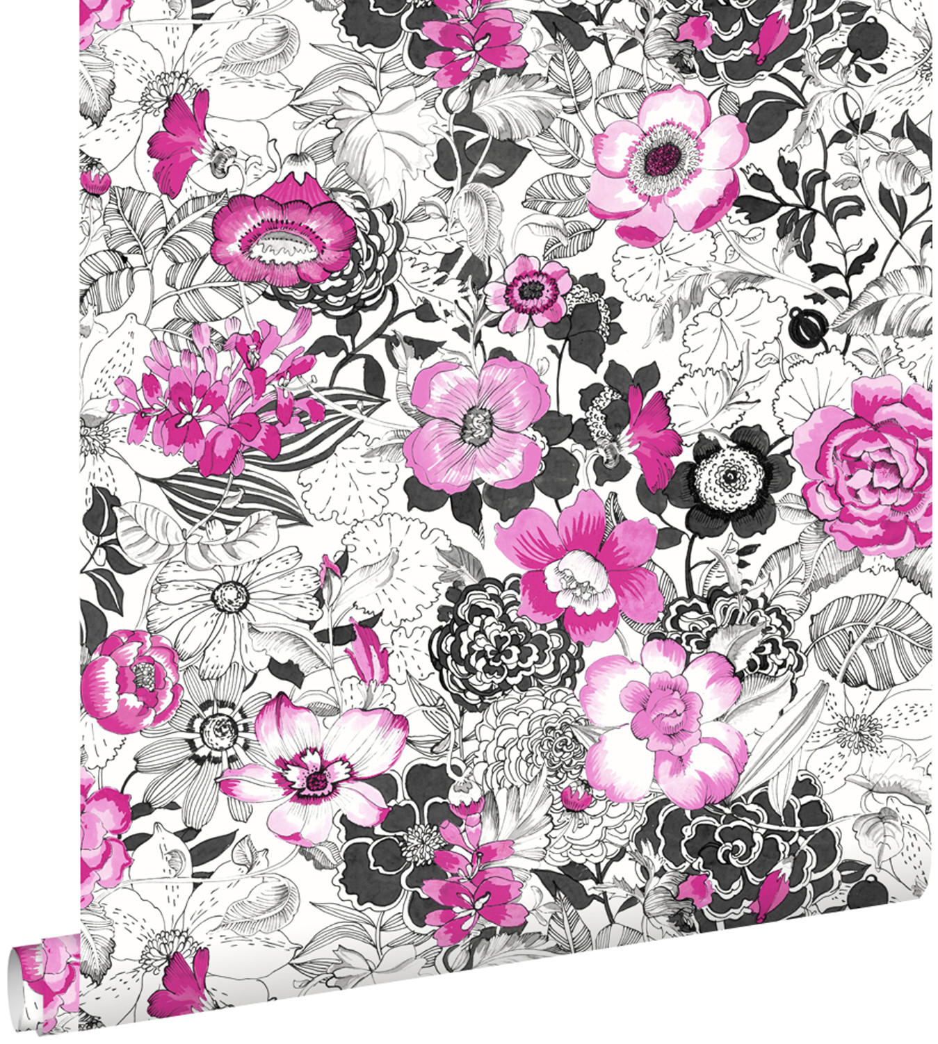 TAPETE Blumen 53 cm x 10.05 m - Pink, Papier (53/1000cm) - ESTAhome