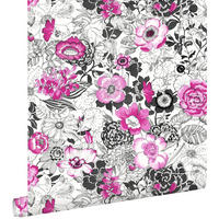 TAPETE Blumen 53 cm x 10.05 m - Pink, Papier (53/1000cm) - ESTAhome