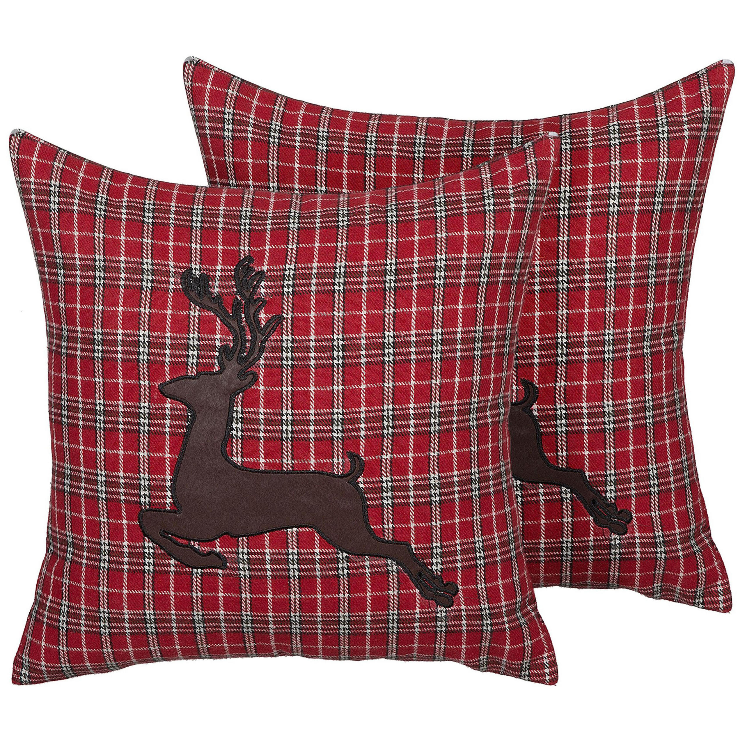 DEKOKISSEN 2er-Set Dunkelrot 45/45 cm Comet - Dunkelrot, Textil (45/45cm) - Beliani