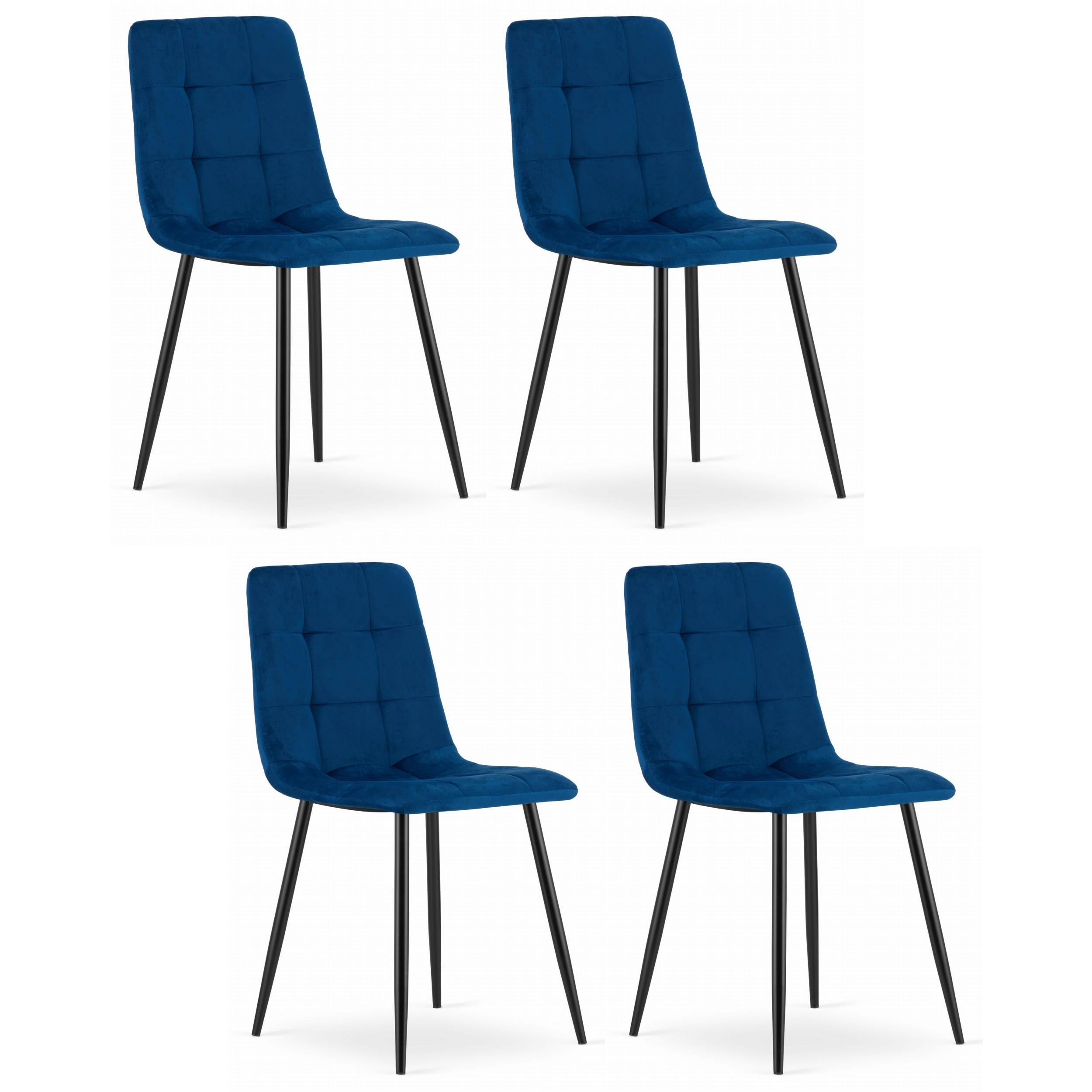 STUHL CETARA 4-er Set, Blau, mit Samtstoff gepolstert - Blau, Textil/Metall (45/87/51cm) - Komodee