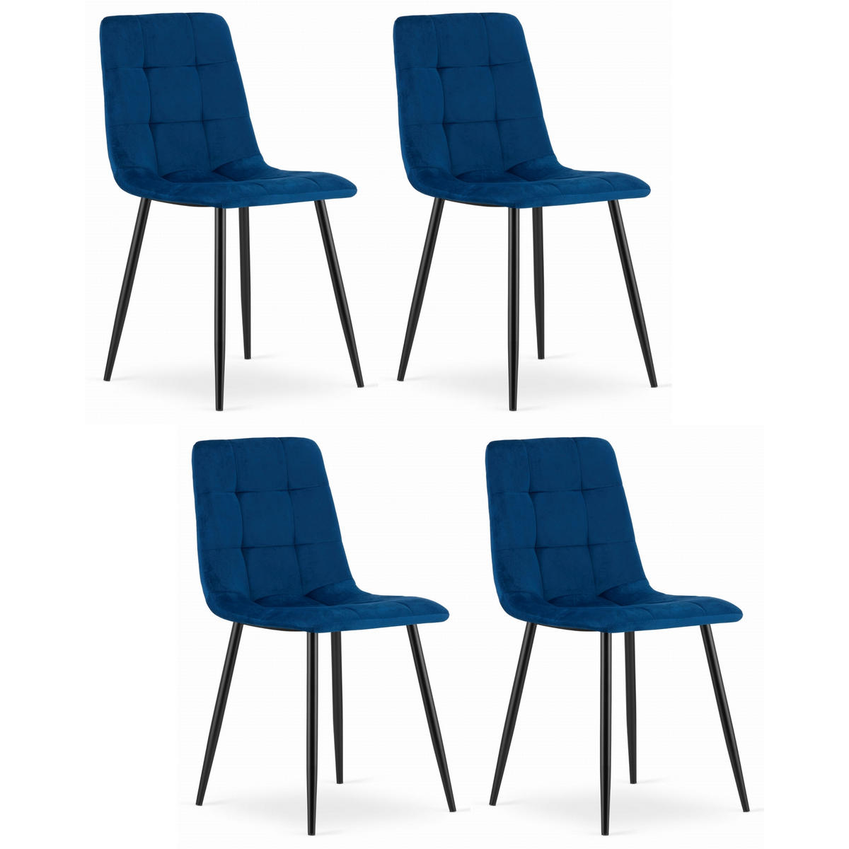 STUHL CETARA 4-er Set, Blau, mit Samtstoff gepolstert - Blau, Textil/Metall (45/87/51cm) - Komodee