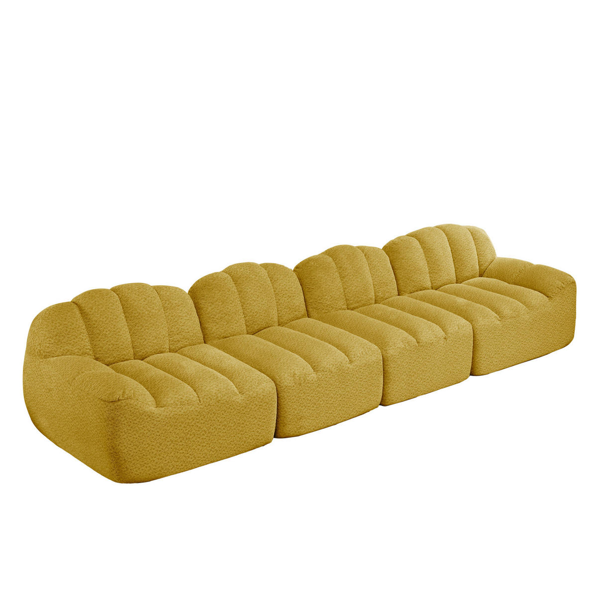 MODULARES 4-Sitzer Sofa aus granuliertem Fleece mit ergonomischer Muschelform Gelb - Gelb, Textil (104/79/366cm) - Modenvie