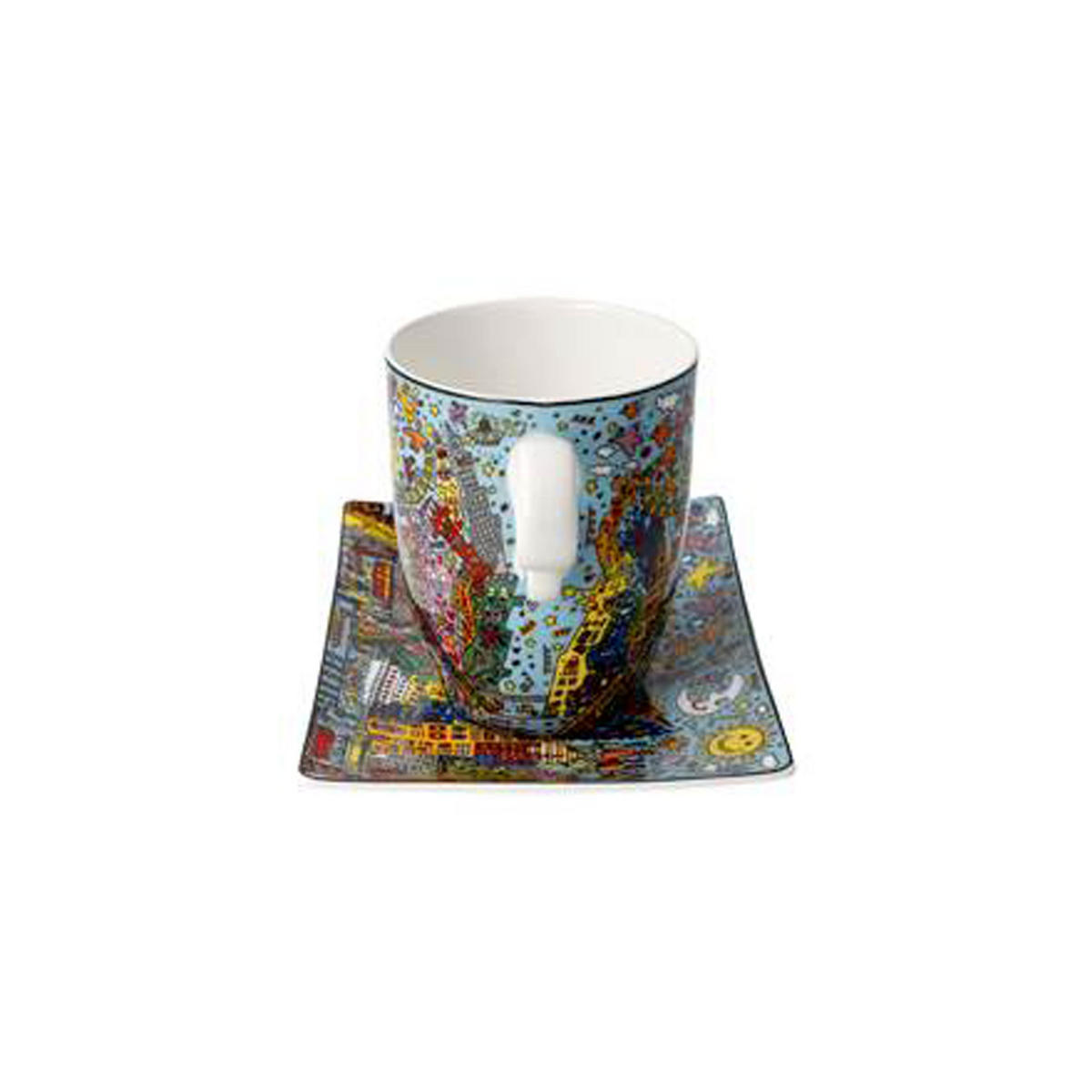 KÜNSTLERTASSE mit Untertasse Rizzi - Remenber those Cool Coal Days, Fine Bone China - Multicolor, Keramik (0.4L) - Goebel