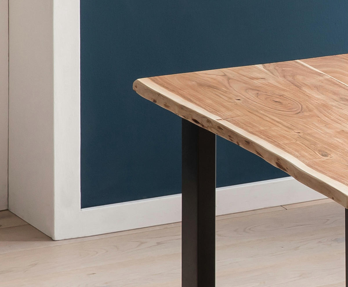 ESSTISCH MORITZ - Beige/Schwarz, Holz/Metall (90/90/77cm) - SAM