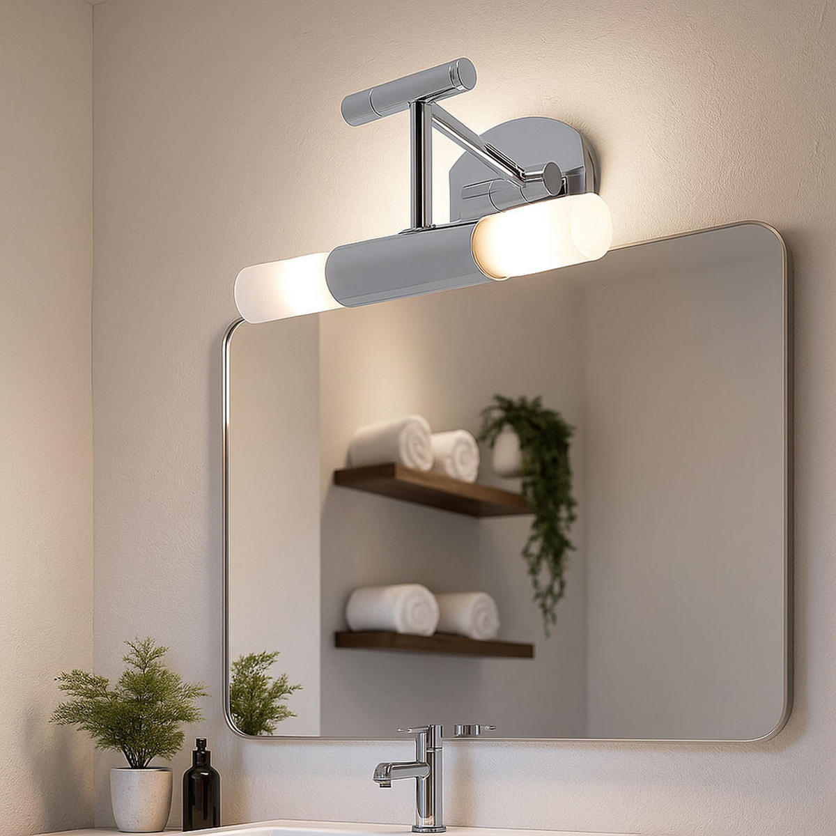 LED WANDLEUCHTE Chrom Glas Weiß schwenkbar - Silberfarben, Glas (23/6.5/26cm) - Briloner