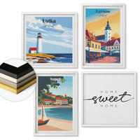 WANDBILDER 4er-Set - 50x50 cm & 40x60 cm Weißer Rahmen - Polnische Städte Ustka Tarnów Sopot - Weiß, Kunststoff (50/50cm) - ArtPrintCave