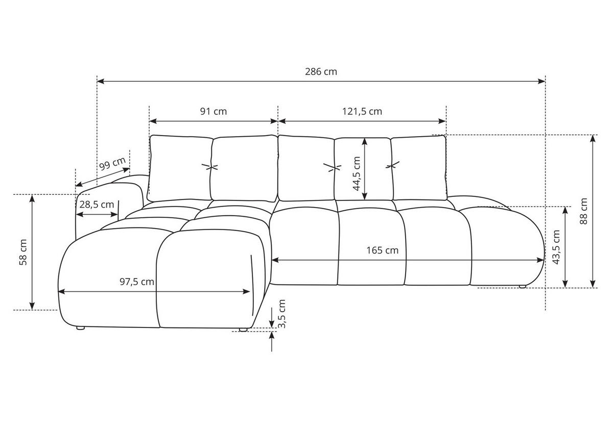 ECKSOFA L Form Hosio Grau 286/177/88 cm Rechts mit Schlaffunktion - Schwarz/Grau, Kunststoff/Textil (286/177cm) - AX Living