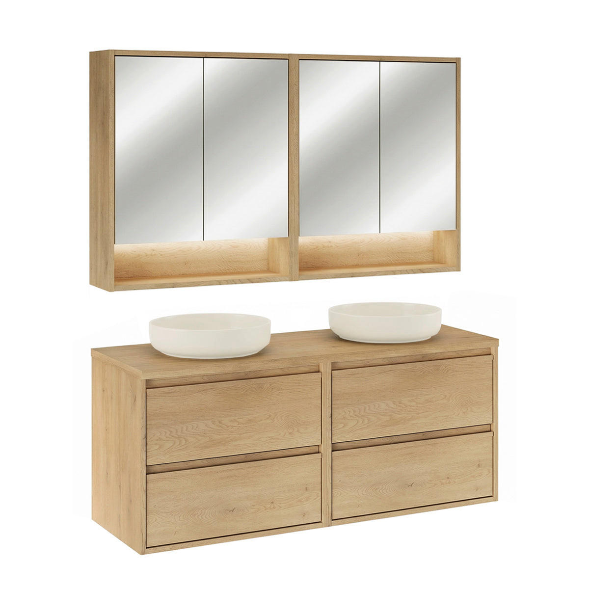 BADMÖBEL 120cm Edmé 2er-Set Holz - Braun, Holzwerkstoff (120/52.2/46cm) - Petits-meubles