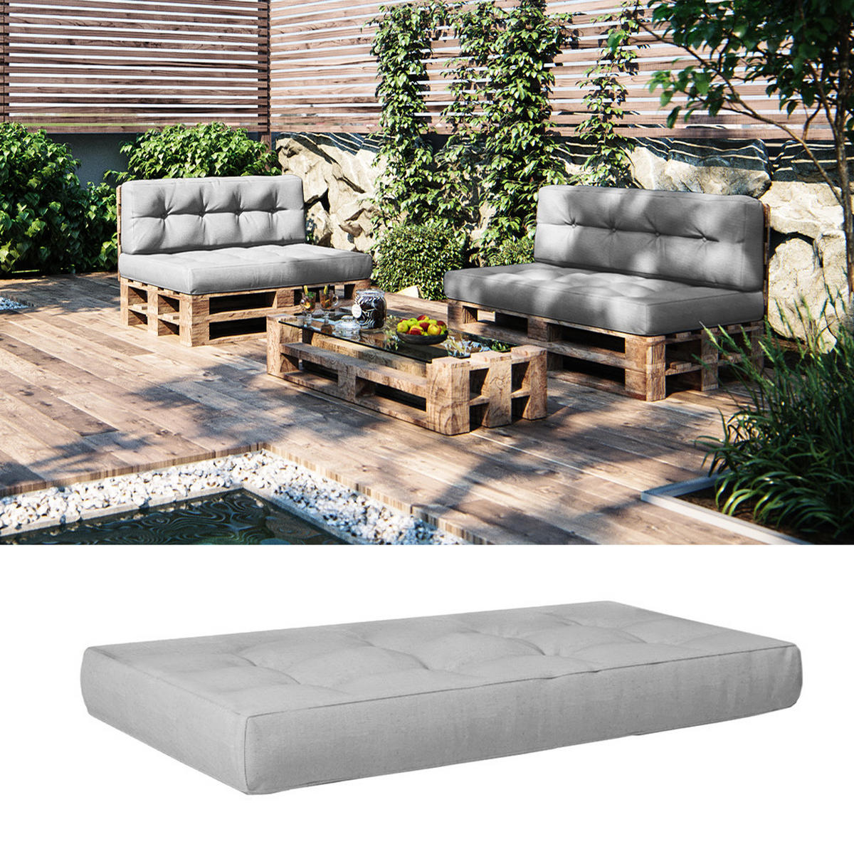 PALETTENKISSEN Grau 120 x 80 cm für Sitz - Grau, Textil (120/15/80cm) - Vicco