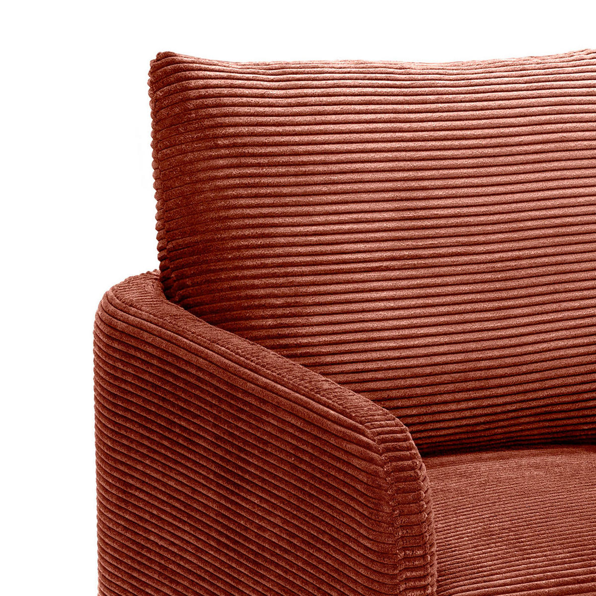 DESIGNER-SESSEL Emma aus Cord in Terrakotta - Rotbraun/Terra cotta, Holz/Holzwerkstoff (71/81/75cm) - Sicaan