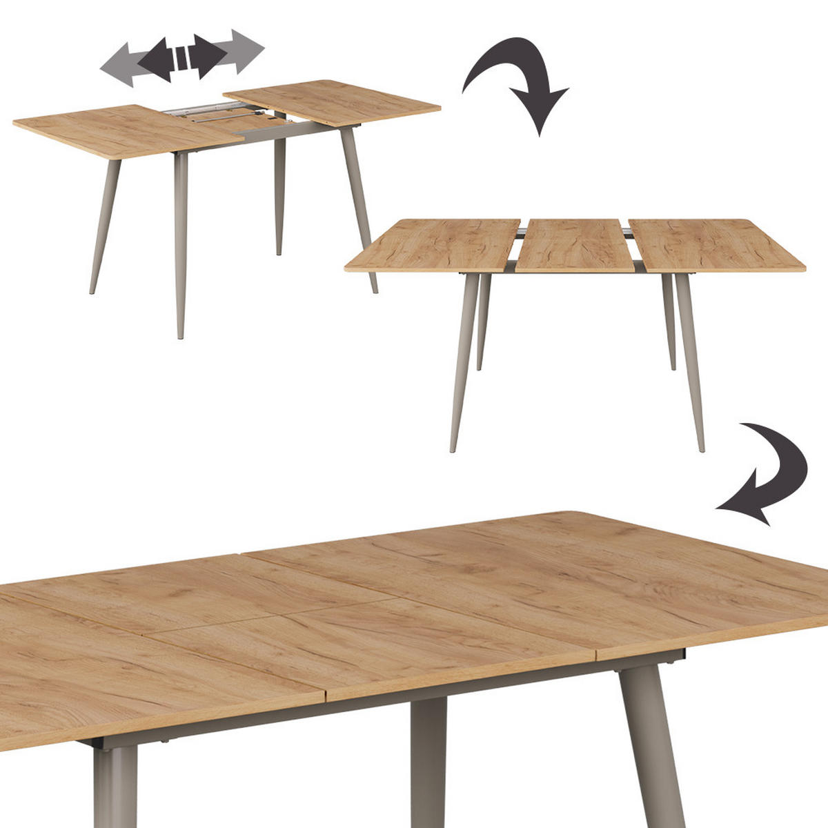 Greige/Eichefarben, Holzwerkstoff (80/120/75cm) - Vicco