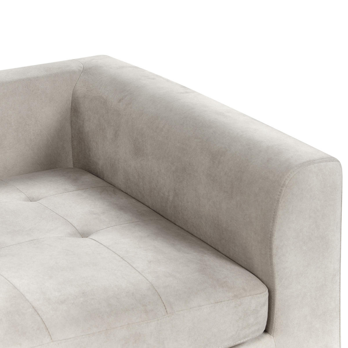 3-SITZER-ECKSOFA Samtstoff Hellgrau linksseitig Flam - Hellgrau, Textil (275/158cm) - Beliani