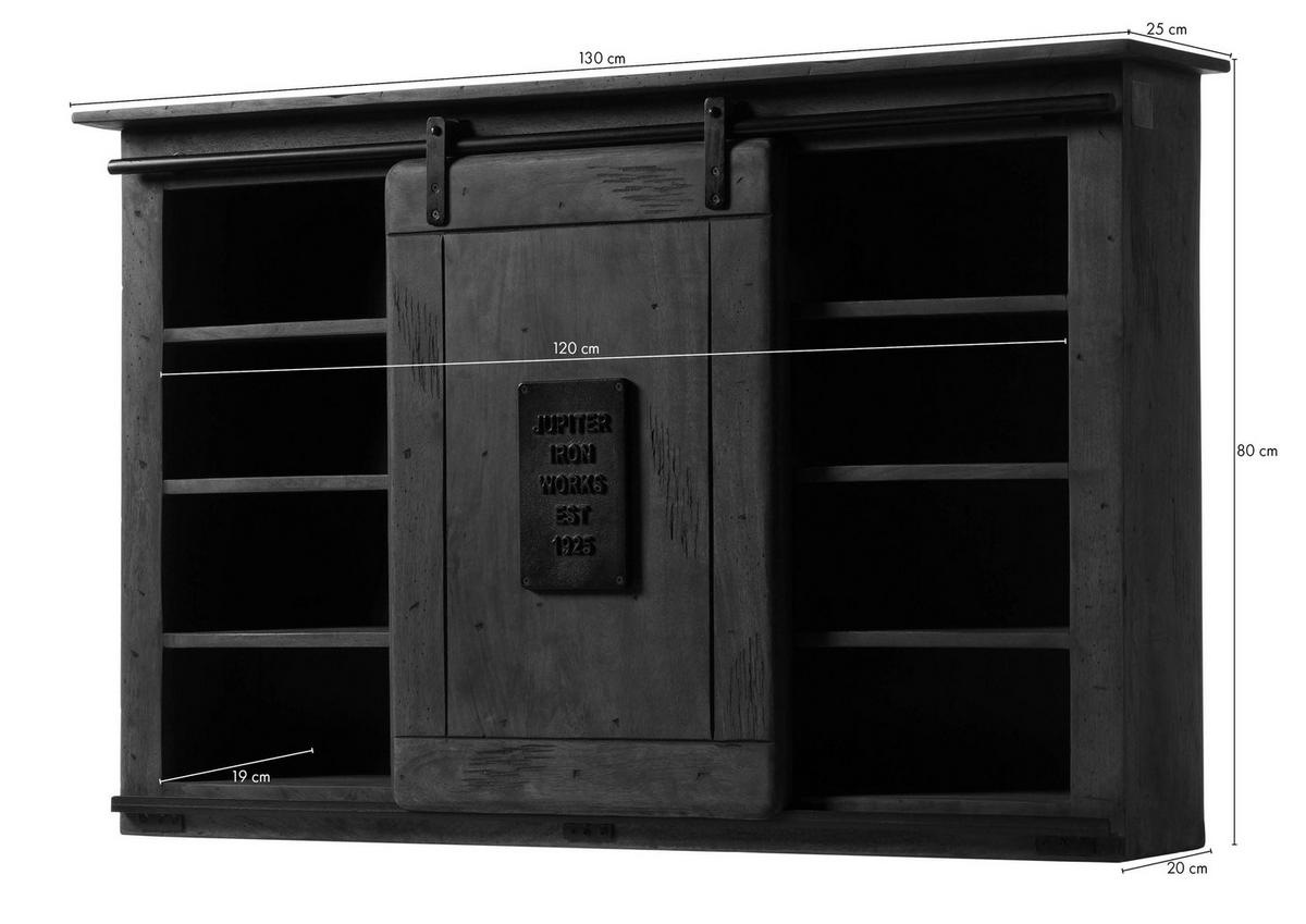 WANDREGAL Mango 130x25x80 braun lackiert RAILWAY #458 - Braun, Holz (130/80/25cm) - Massivmoebel24