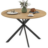 ESSTISCH Ø120 cm aus Holz mit X-förmigen Stahlbeinen im Industriestil, Eichefarben - Eichefarben, Holz (120/120/75cm) - Redom