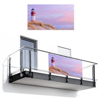 BALKON-SICHTSCHUTZ Leuchtturm - Dünen - Sonnenuntergang 200x110 cm - Hellrosa, Kunststoff (200/110cm) - MuchoWow