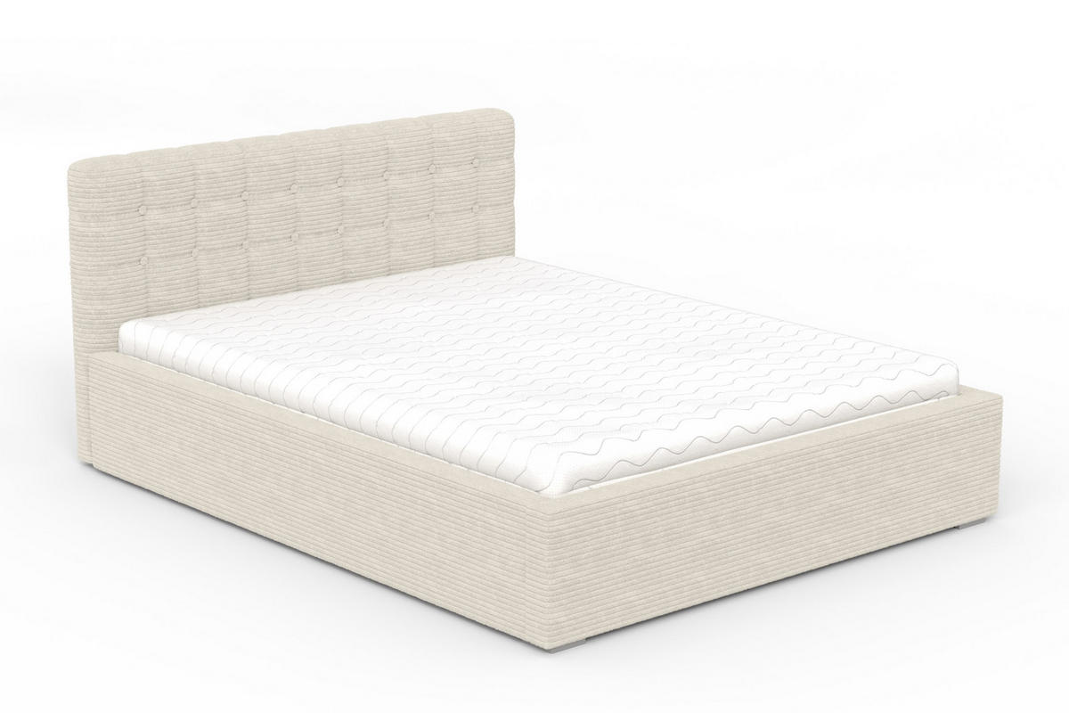 POLSTERBETT LUMA 160/200 in Cord Ecru - Ecru, Holzwerkstoff/Textil (160/200cm) - Deine Möbel 24