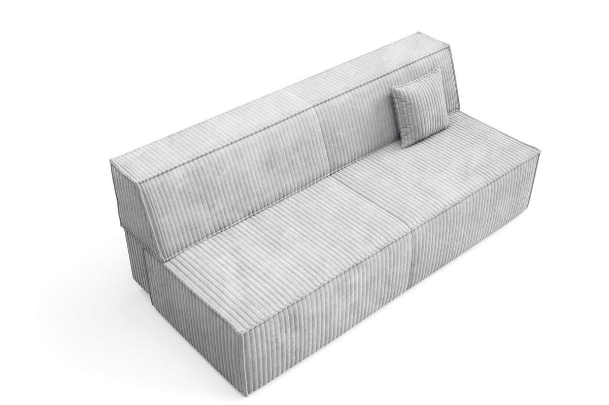 BETTSOFA TESSO Grau Kordstoff mit Schlaffunktion - Grau, Holz (202/74/94cm) - MASSENO