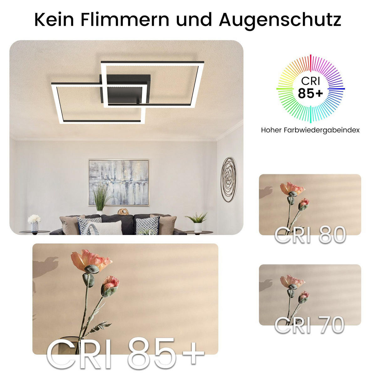 LED-DECKENLEUCHTE Friedhelm 54/54/7.5 cm - Schwarz, Metall (54/54/7.5cm) - Nettlife