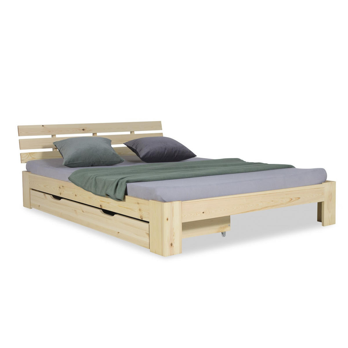 HOLZBETT mit Stauraum 140/200 cm natur - Braun, Holz (140/200cm) - Homestyle4u