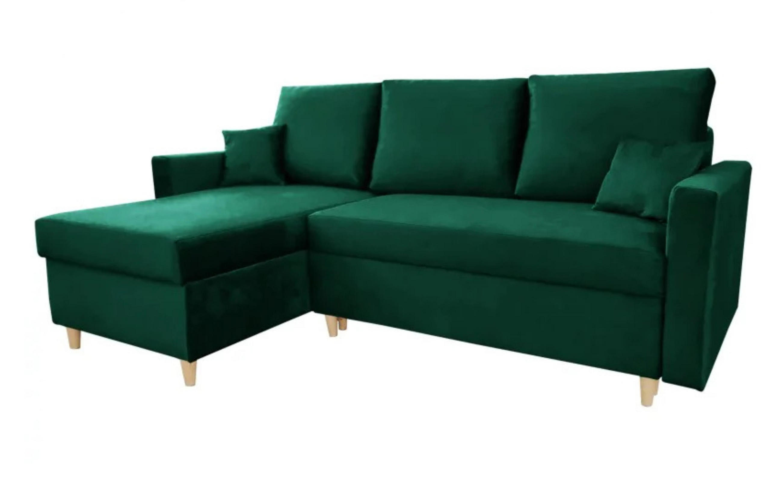 ECKSOFA MON, Grün, Veloursstoff, Ottomane Universal - Grün, Textil (222/142cm) - Sepro Meble