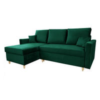 ECKSOFA MON, Grün, Veloursstoff, Ottomane Universal - Grün, Textil (222/142cm) - Sepro Meble