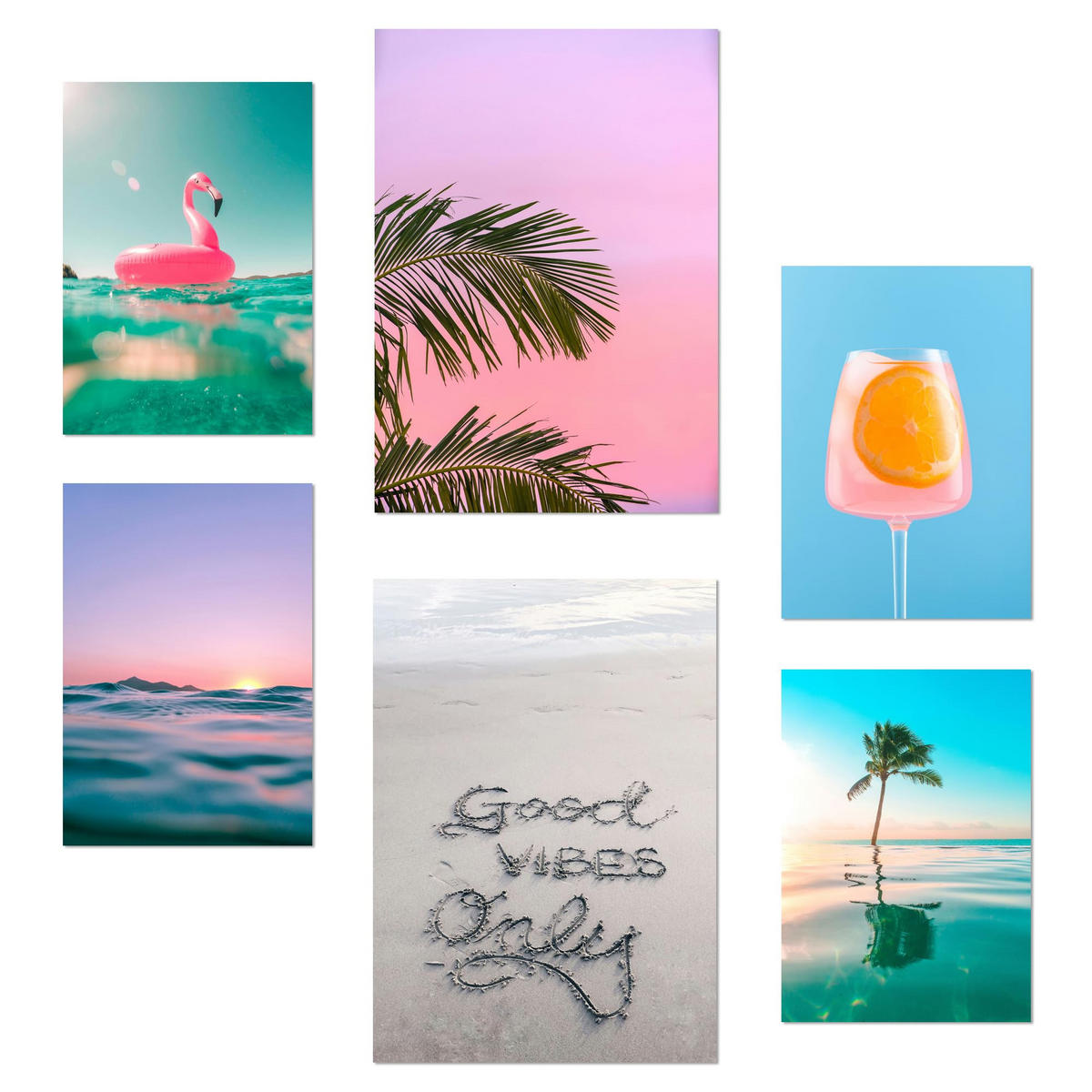 POSTER Set Mit 6 Sommer, Leuchtende Strandfarben A3 & A4 Rahmenlos - Klar, Papier (29/3cm) - Nacnic