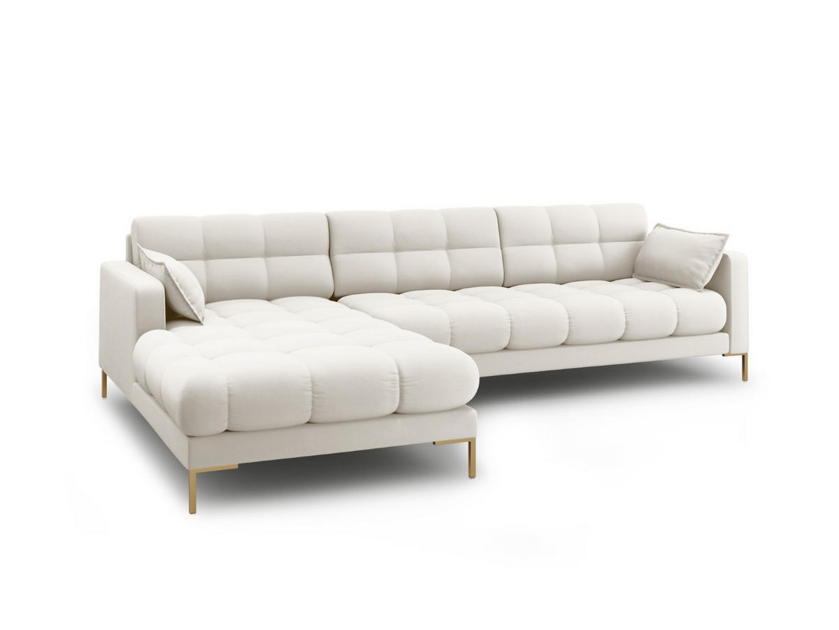 ECKSOFA links Mamaia aus strukturiertem Stoff leichtes beige 5 Sitzplätze - Creme, Textil (185/293cm) - Micadoni