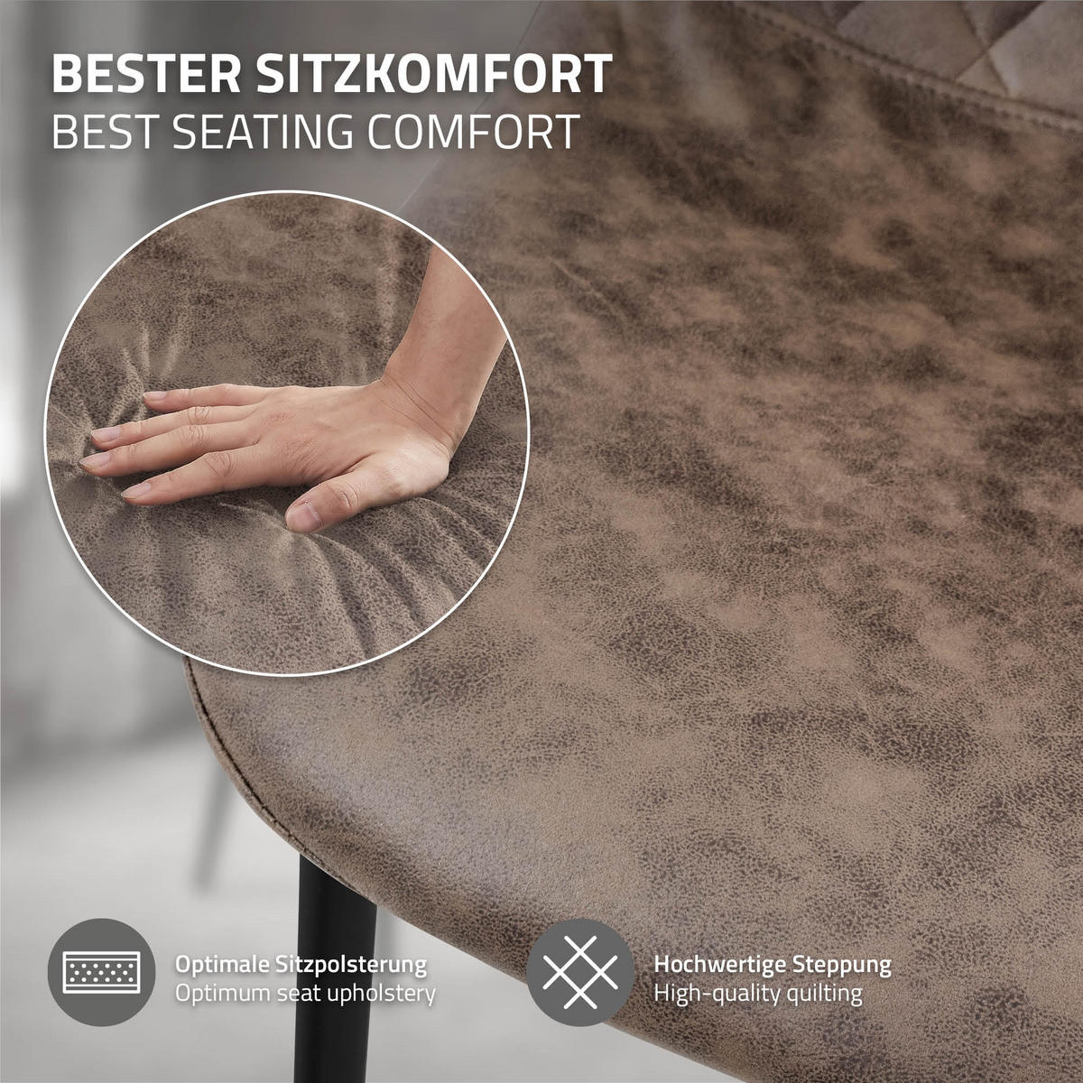 ESSZIMMERSTÜHLE 4er Set Braun Kunstleder - Schwarz/Braun, Textil/Metall (51/89/44cm) - ML-DESIGN