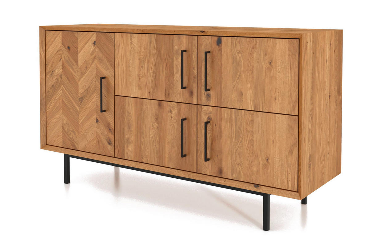KOMMODE BREIT LEON Wildeiche - Wildeiche, Holz (144/80/45cm) - byoak