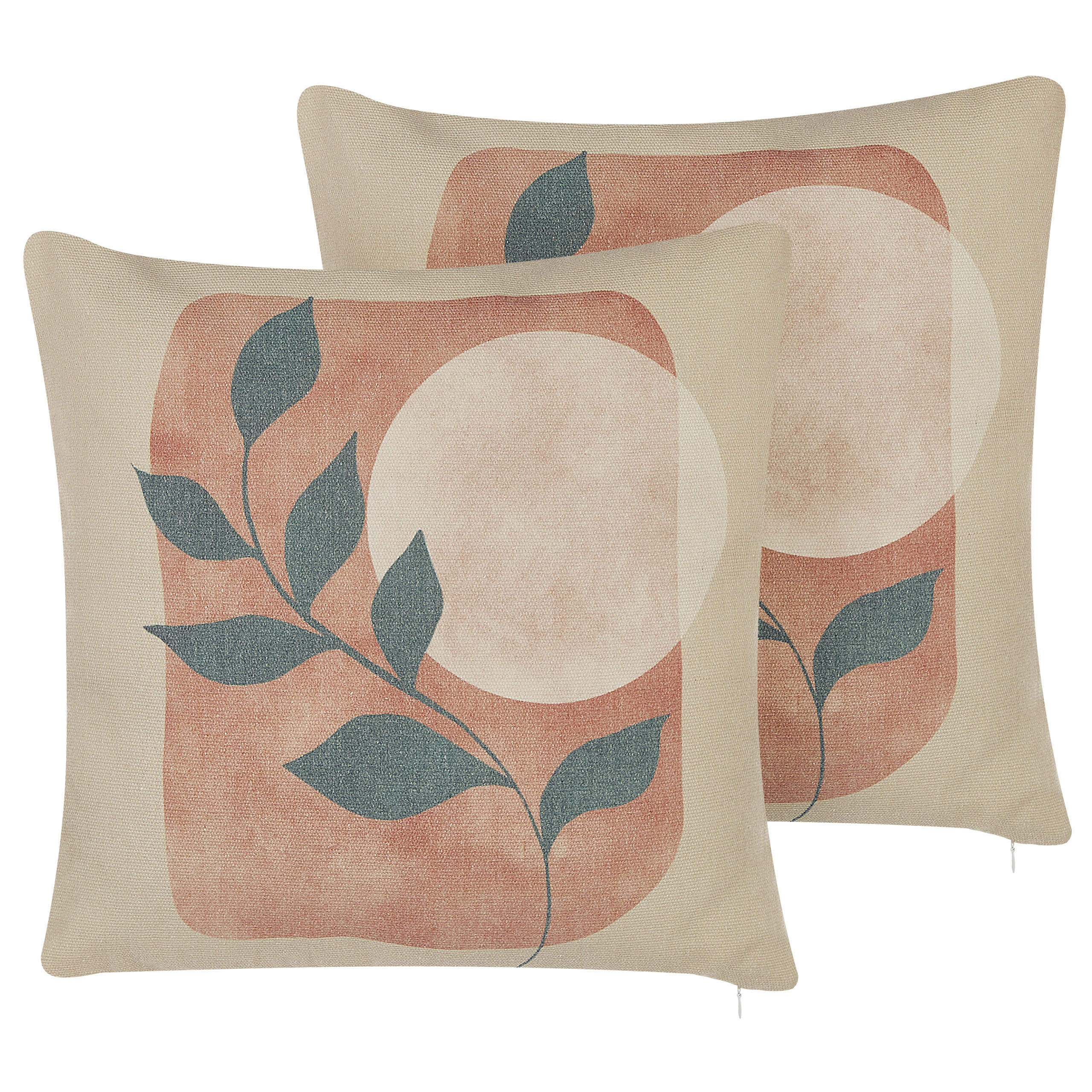 DEKOKISSEN 2er-Set Bunt 45/45 cm Calliopsis - Beige/Multicolor, Textil (45/45cm) - Beliani