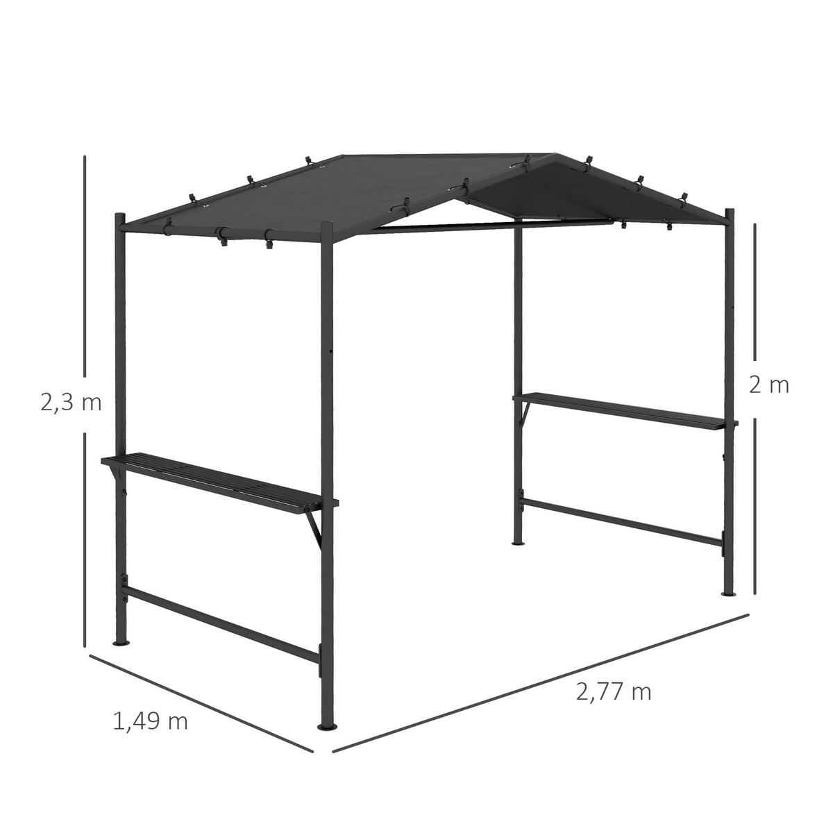 GRILLPAVILLON Stahl Dunkelgrau - Dunkelgrau, Kunststoff/Metall (149/230/277cm) - Outsunny