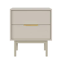 NOČNÍ STOLEK Viviaro 2 zásuvky kašmír 54 cm - zlatá/kašmírová, kov/dřevo (54/61/39cm) - Selsey