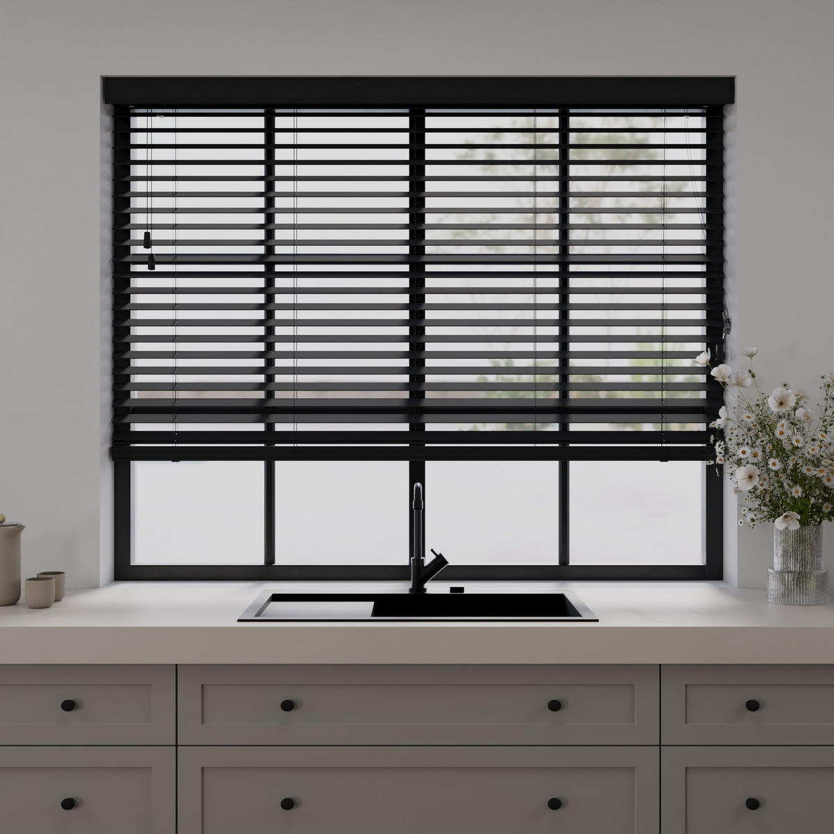 HOLZJALOUSIEN Cocoon Schwarz - Schwarz, Holz (160/175cm) - Cocoon Home Concepts