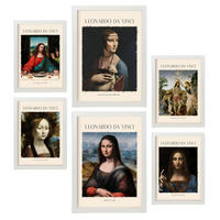POSTER Set Mit 6 Da Vinci Posterblatt Malergalerie Dekorative Gemälde Für Ihr Wohnzimmer, Schlafzimmer, Zuhause Wandkunstdrucke A3 & A4 Weißer Rahmen - Weiß, Papier (29/3cm) - Nacnic