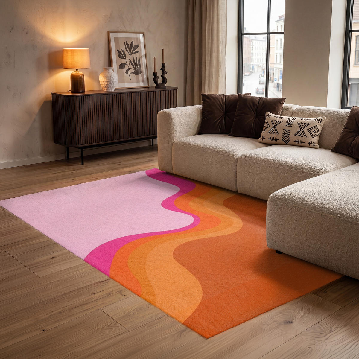 TEPPICH - Retro - Wellen - Farbenfroh - 140x200 cm - Multicolor, Kunststoff/Textil (140/0.4cm) - OnlyWow