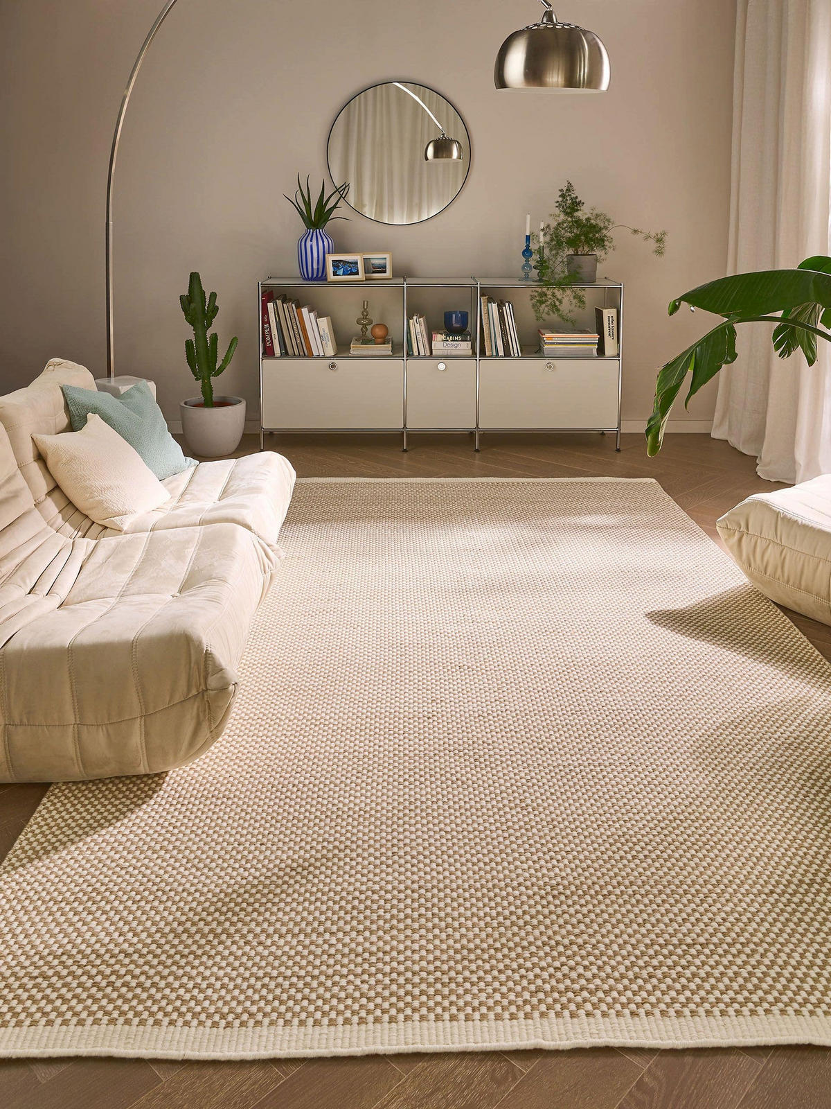 WOLLTEPPICH Laura handgewebt 120/170 cm - Beige, Naturmaterialien/Textil (120/170cm) - benuta Pure