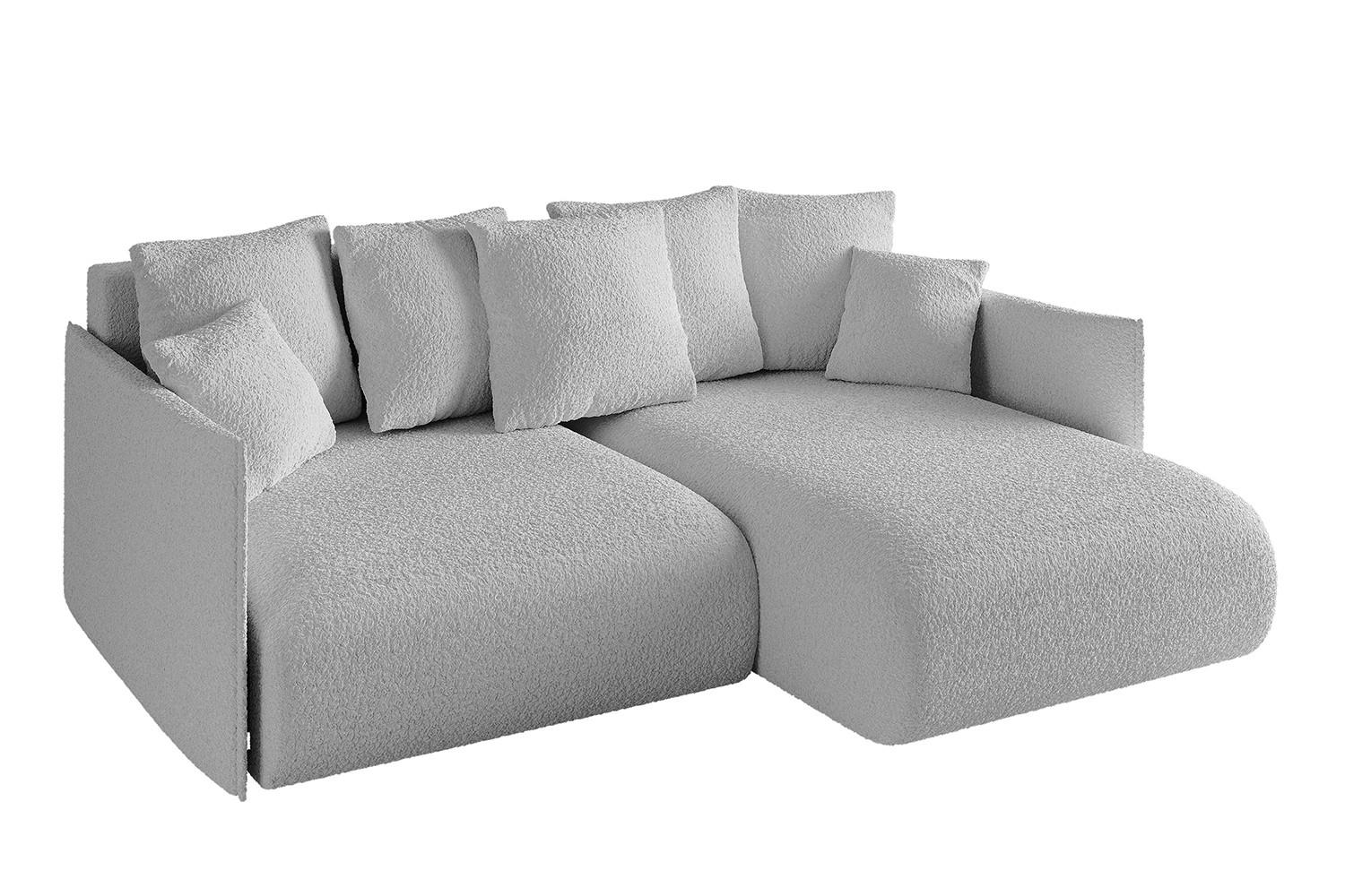 ECKSOFA Ottomane rechts ONESK-L 216x177x72 Hellgrau Bouclé - Hellgrau, Holzwerkstoff/Kunststoff (177/216cm) - ALTDECOR