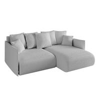 ECKSOFA Ottomane rechts ONESK-L 216x177x72 Hellgrau Bouclé - Hellgrau, Holzwerkstoff/Kunststoff (177/216cm) - ALTDECOR