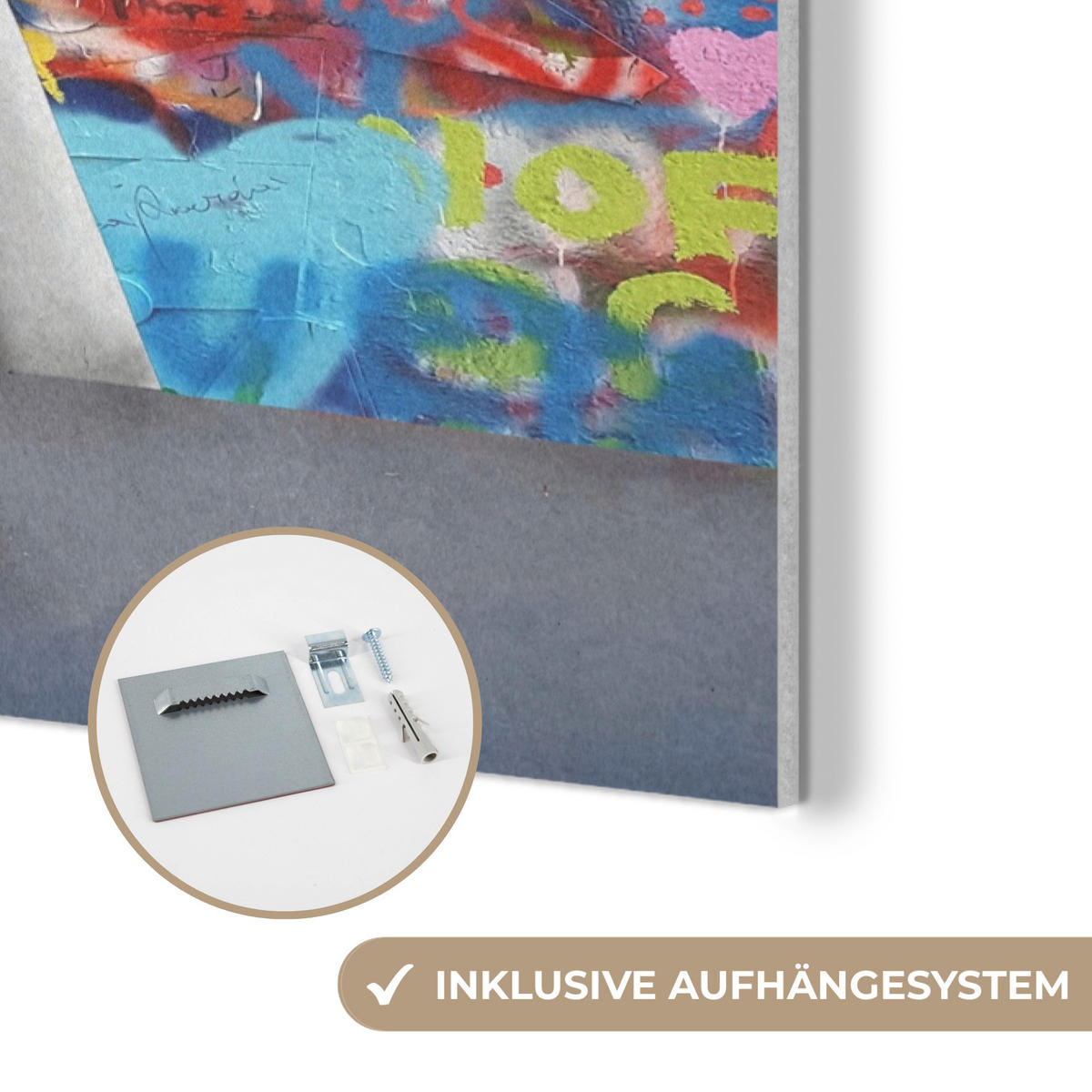 AKUSTIKBILD Graffiti - Junge - Ilussie - Straßenkunst Wanddeko 60x90 cm - Hellgrau, Kunststoff (60/90/0.9cm) - MuchoWow
