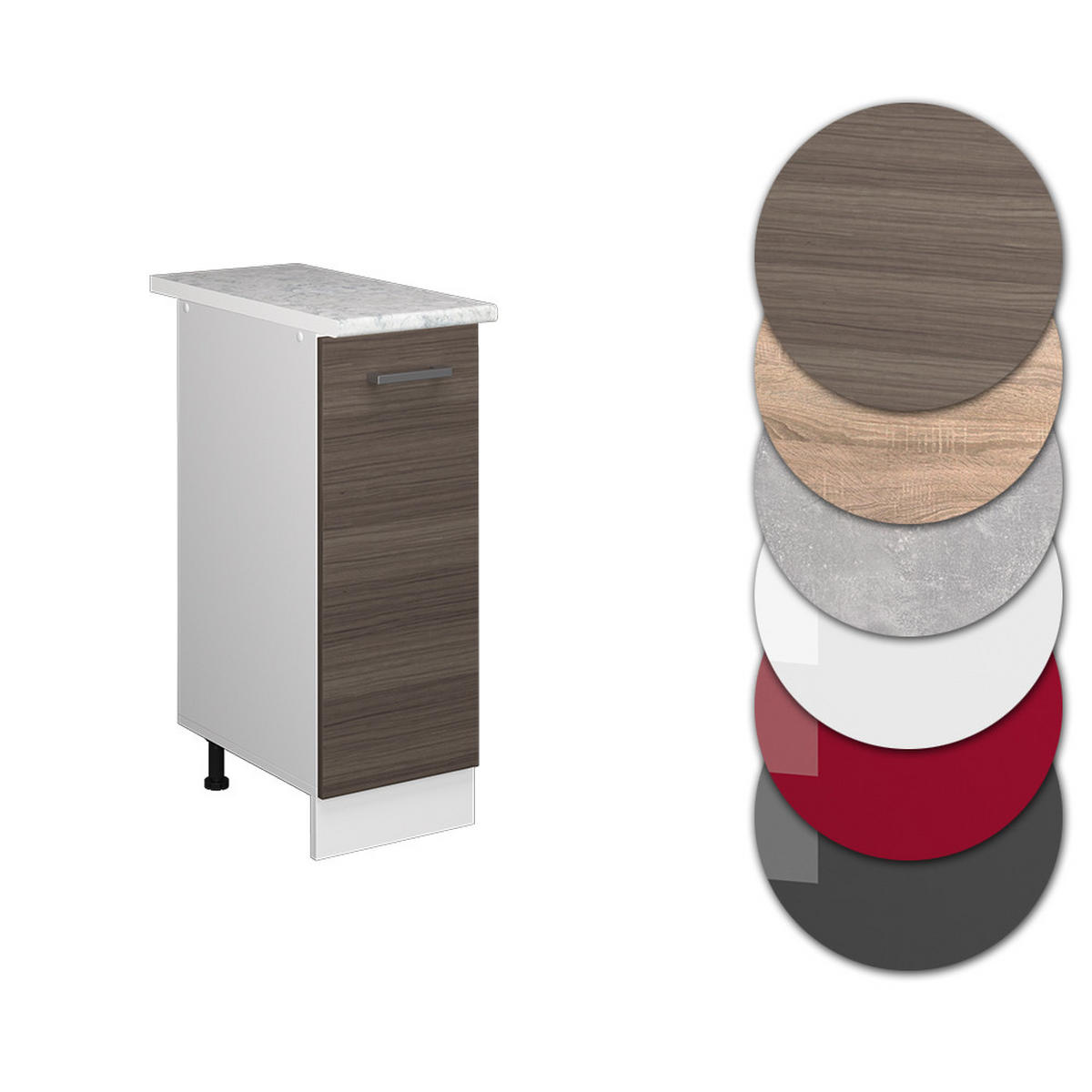 APOTHEKERSCHRANK R-Line Grau 30 cm, AP Marmor - Weiß/Braun, Holzwerkstoff (30/81.6/60cm) - Vicco